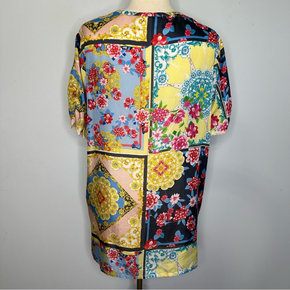 Johnny Was 100% Silk Japer Flower Mai Tunic Popover Boho Top - Picture 6 of 13